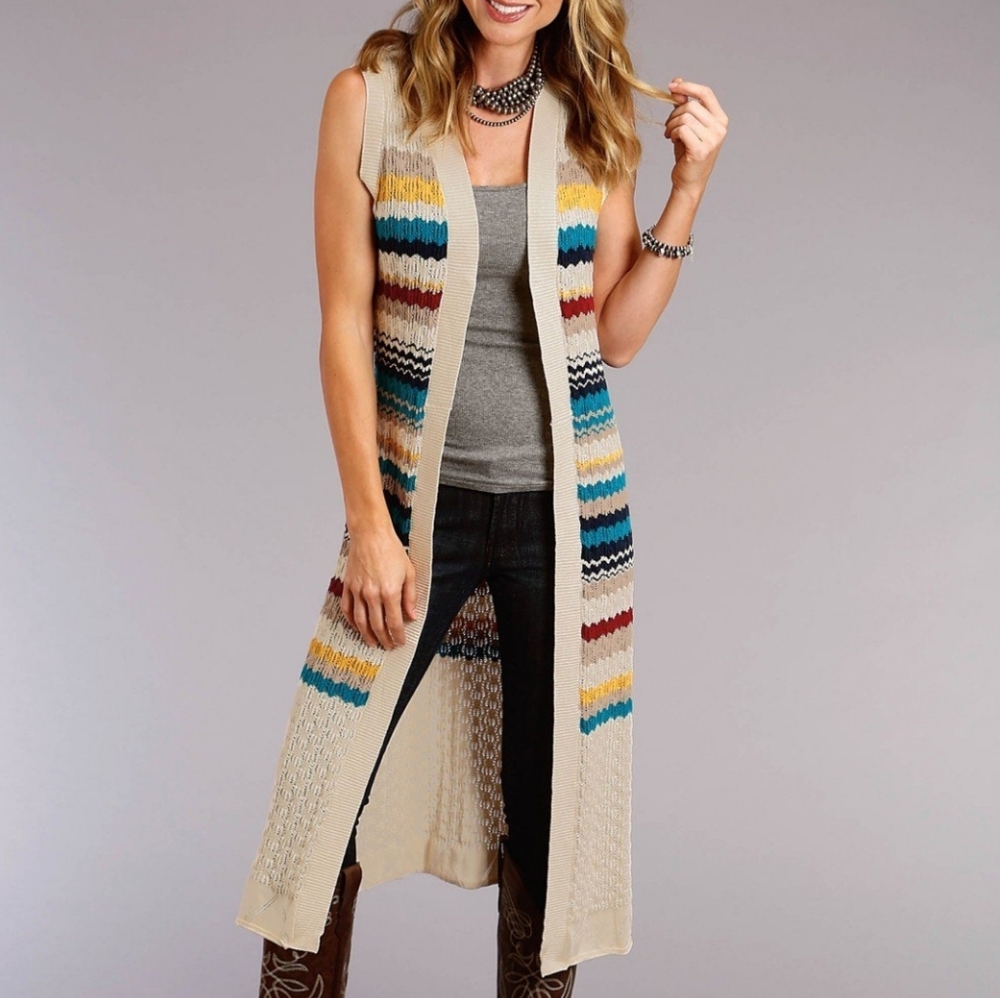 STETSON Knit Duster Vest, Cream color, Size M